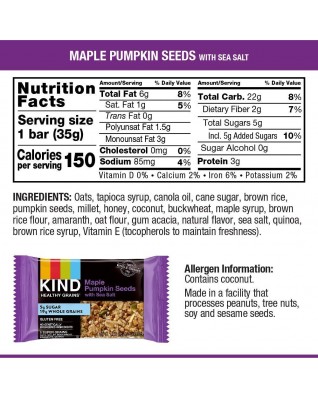 Kind Gran Bar, Maple Pmkn Sd W/Sslt (8/5x1.2 OZ) Kind Gran Bar, Maple Pmkn Sd W/Sslt (8/5x1.2 OZ)