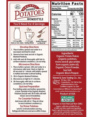 Edward & Sons Organic Mashed Potatoes Home Style, 3.5 Ounce Boxes (Pack of 6) Edward & Sons Organic Mashed Potatoes Home Style, 3.5 Ounce Boxes (Pack of 6)